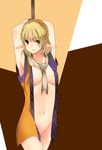  bad_id bad_pixiv_id bdsm blonde_hair bondage bottomless bound breasts breasts_apart green_eyes large_breasts mizuhashi_parsee no_bra open_clothes open_shirt pointy_ears safai shirt short_hair solo touhou 