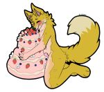  anthro balls_deep blueberry_(fruit) blush blushing_profusely cake canid canine dessert dirty eating eating_food eyes_closed fehn_fennec fennec flower food food_fetish food_play fox fruit fur genitals grabbing_from_behind happy hi_res icing kaymation kneeling male mammal nude penetration penis pink_penis plant smile solo strawberry tan_body tan_fur tongue tongue_out yellow_body 