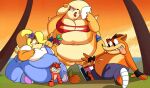  activision anthro belly breasts coco_bandicoot crash_bandicoot crash_bandicoot_(series) female female/female food fruit group male male/female overweight plant superspoe tawna_bandicoot trio video_games weight_gain wumpa_fruit 