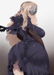  absurdres ass blindfold blonde_hair blush breasts dark_souls_(series) dark_souls_iii dress expressive_clothes fat_ass fire_keeper highres large_breasts lastofrabbit non-web_source thighhighs torn_clothes torn_dress torn_thighhighs 