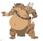  2022 3_toes 4_fingers anthro axe bandage bandaged_arm belly belt big_belly bottomwear bracelet canson chubby_anthro chubby_male claws clothing ear_piercing ear_ring fangs feet fingers fur gnoll hair hi_res hyaenid jewelry leg_belt legband loincloth male mammal melee_weapon mostly_nude navel nipple_piercing nipples overweight overweight_anthro overweight_male piercing raised_tail ring_piercing shoulder_pads slightly_chubby solo spiked_bracelet spiked_shoulderpads spikes spread_legs spreading standing toe_claws toes weapon 