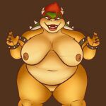  anthro belly big_breasts bowser breasts crossgender crown female genitals hi_res koopa lipstick makeup mario_bros meme nintendo nipples nude overweight overweight_female oystercatcher7 pussy red_lipstick scalie solo stretch_marks super_crown thick_thighs video_games 