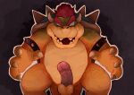  2022 anthro balls bowser bowserboy101 bracelet claws erection front_view genitals hair hi_res horn jewelry looking_at_viewer male mario_bros nintendo penis red_hair reptile scalie sharp_teeth solo spiked_bracelet spikes teeth video_games 