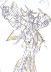  commentary_request concept_art highres mecha mechanical_wings no_humans oobari_masami poptepipic robot simple_background sketch standing tagme translation_request white_background wings 