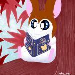  anthro book brown_body brown_fur cricetid fur hamster hamtaro_(series) leaf lineless lunarpanda8686 male mammal maple_leaf maxwell_(hamtaro) plant rodent solo tree white_body white_fur 