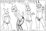  2015 antelope bovid breasts buckteeth canid canine canis cleavage cleavage_cutout clothed clothing cybernetics cyborg dingo ear_piercing ear_ring english_text estelle_gazelle eyeshadow female fur gazelle hair kangaroo kangy_(tegerio) keyhole_turtleneck lagomorph leporid liz_(tegerio) machine macropod makeup mammal marsupial piercing pouch_(anatomy) rabbit ring_piercing sweater tail_motion tailwag teeth tegerio text topwear whiskers 