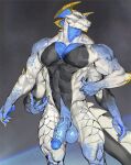  2021 4_arms abs anthro balls biceps blue_balls blue_penis claws dragon flaccid frown genitals horn humanoid_genitalia looking_at_viewer male mouth_closed multi_arm multi_limb muscular muscular_anthro muscular_male narrowed_eyes pecs penis portrait simple_background solo standing thebigslick three-quarter_portrait vein veiny_muscles veiny_penis white_body white_eyes 