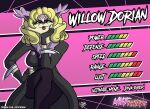  anthro blonde_hair clothing delcatty felid feline female fighting_games fluffy generation_3_pokemon goth hair hi_res mammal mature_female mother nintendo parent pokemon pokemon_(species) profile sketchybug solo stats suit video_games willow_dorian_(candygurl) 