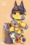  :&lt; animal_crossing animal_print ankha_(animal_crossing) anthro areola bangs belly big_areola big_breasts big_nipples blue_areola blue_hair blue_nipples blush bodily_fluids bra breasts clothing cow_print curvy_figure domestic_cat egyptian erect_nipples felid feline felis female fur hair huge_areola huge_breasts huge_nipples lactating lactating_through_clothing legwear leokingdom looking_down makeup mammal midriff milk navel nintendo nipple_outline nipples projectile_lactation short_stack simple_background solo standing thick_thighs thigh_highs underwear video_games wet wet_clothing wide_hips yellow_body yellow_fur 