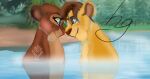 disney duo embrace felid female feral hayden(tlg) hug king_hg_1 lily(tlg) lion love male male/female mammal pantherine plant teenager the_lion_guard the_lion_king tree video_games water young 