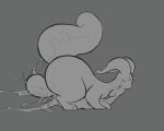  5:4 ambiguous_gender ampharos anthro balls big_balls biped bodily_fluids cum cum_inside duo eyes_closed from_behind_position generation_2_pokemon generation_6_pokemon genital_fluids genitals goodra male male/ambiguous monochrome nintendo pokemon pokemon_(species) sex somnamg speed_bump_position video_games 