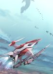  battle cloud cloudy_sky darius_(series) energy_cannon highres non-humanoid_robot robot rokuwata_tomoe silver_hawk sky space_whale spacecraft starfighter thrusters 