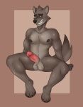  absurd_res anthro black_nipples black_nose canid canine canis dreamworks erection fur genitals hi_res male mammal moschythehyena mr._wolf_(the_bad_guys) nipples nude paws penis red_penis smile solo the_bad_guys wolf 