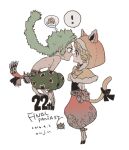  1boy 1girl amano_yoshitaka_(style) animal_ears baggy_pants cat_ears final_fantasy final_fantasy_vi gau hood long_hair messy_hair oju_(ouka) pants ponytail relm_arrowny sash square_enix topless_male 