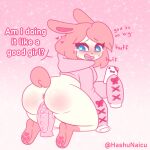  &lt;3 &lt;3_eyes 1:1 absurd_res anthro blue_eyes blush bodily_fluids bottomless butt clothed clothing dialogue dildo dildo_sitting eeveelution english_text female generation_6_pokemon hair hashu hi_res looking_at_viewer looking_pleasured nintendo penetration pink_body pink_hair pokemon pokemon_(species) rear_view sex_toy solo sound_effects sylveon tears text video_games white_body 
