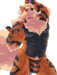  2022 abs anthro anthrofied arcanine beckoning bedroom_eyes big_bulge big_muscles bulge claws clothed clothing detailed_bulge eyebrows fur generation_1_pokemon gesture hi_res kousen looking_at_viewer male mane muscular muscular_anthro muscular_male narrowed_eyes navel nintendo nipples obliques pecs pokemon pokemon_(species) pokemorph pole pubes seductive simple_background solo standing stripper_pole teeth thong topless topless_anthro topless_male tuft underwear video_games white_background 