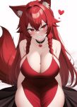  &lt;3 animal_humanoid big_breasts big_butt blush braided_hair breasts butt canid canid_humanoid canine canine_humanoid cleavage clothed clothing cocktail_dress collar drapes dress ear_tuft eyebrows female hair humanoid jewelry kinkyfox long_hair looking_at_viewer mammal mammal_humanoid necklace not_furry red_clothing red_eyes red_hair scarlet-kinkyfox simple_background sitting smile smirk solo thick_thighs tuft white_background wolf_ears wolf_humanoid wolf_tail 