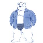  1:1 2022 anthro asian_clothing blush clothed clothing east_asian_clothing hi_res japanese_clothing kemono male mammal mawashi moobs open_clothing open_shirt open_topwear overweight overweight_male polar_bear shirane_kan shirt simple_background solo topwear ursid ursine utau yaki_atsuage 