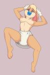  absurd_res anthro breasts clothing diaper dljoe female gloves handwear hi_res infantilism lagomorph leporid lola_bunny long_ears looking_down looney_tunes lying mammal navel nipples on_back pacifier rabbit shirtless solo spread_legs spreading warner_brothers 