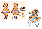  anthro avie_(cowolewd) belly blue_clothing blue_tongue bottomwear bulge character_name clothing cowolewd fangs green_eyes legwear male markings model_sheet navel orange_body orange_scales orange_tail paws reptile scales scalie snake solo tongue topwear white_clothing 