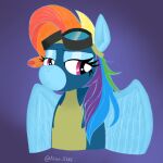  blue_body blue_feathers blue_fur clothing cutie_mark equid equine eyewear eyewear_on_head feathered_wings feathers female feral friendship_is_magic fur goggles goggles_on_head hair hasbro horse lunarpanda8686 mammal multicolored_hair my_little_pony pegasus pony rainbow_dash_(mlp) rainbow_hair solo wings wonderbolts_uniform 