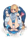  blonde_hair blue_eyes blush boots breasts dress flower gloves granado_espada highres long_hair looking_at_viewer medium_breasts open_mouth panties partially_visible_vulva penguin_caee pussy pussy_juice pussy_juice_stain sitting smile solo spread_pussy spread_pussy_under_clothes stuffed_animal stuffed_bunny stuffed_toy teddy_bear teeth toy underwear valeria_(granado_espada) wet wet_clothes wet_panties 