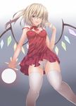  bandages blonde_hair breasts choker fai flandre_scarlet older panties red_eyes short_hair side_ponytail small_breasts solo strap_slip thighhighs touhou underwear 