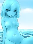  belly breasts goo_girl medium_breasts monster_girl navel nude original out-of-frame_censoring regdic sketch slime solo water 