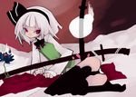  bad_id bad_pixiv_id black_lotus hitodama kimura_akiyoshi konpaku_youmu konpaku_youmu_(ghost) magic:_the_gathering no_pants panties red_eyes short_hair silver_hair solo sword thighhighs touhou underwear weapon 