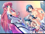  alias_(zwei_worter) blue_eyes bodysuit breasts brown_eyes brown_hair gouri_yukie green_hair illuda_toryariya imanaka_koutarou large_breasts locker locker_room medium_breasts multiple_girls nipples pink_bodysuit pink_hair silver_hair undressing wadatsumi_sakuya wallpaper wavy_mouth zerono_piano zwei_worter 