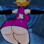  animated back_boob big_butt blonde_hair breasts butt clothing dress female hair horn horned_humanoid huge_butt humanoid legwear lemonadepikachu not_furry solo thick_thighs thigh_highs thong underwear 