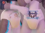  3d_(artwork) absurd_res anthro blender_(software) bodily_fluids canid canine canis close-up diaper digital_media_(artwork) duo fox genital_fluids hi_res itsfloofy male male/male mammal rexouium urine wet_diaper wetting wetting_diaper wolf 
