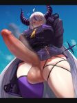  &lt;3 balls big_breasts big_penis breasts clothed clothing genitals gynomorph hi_res horn horned_humanoid huge_penis humanoid intersex legwear not_furry penis sinensian solo thick_thighs thigh_highs 