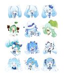  6+girls absurdly_long_hair absurdres aqua_hair bangs blue_eyes blue_hair blunt_bangs bow chinese_commentary closed_mouth commentary everyone flower gradient_hair green_hair hair_bow hat hatsune_miku highres holding holding_leaf indai_(3330425) japanese_clothes leaf lily_of_the_valley long_hair multicolored_hair multiple_girls multiple_persona rabbit rabbit_yukine smile snowflake_print snowflakes twintails very_long_hair vocaloid white_hair witch_hat yuki_miku yuki_miku_(2010) yuki_miku_(2011) yuki_miku_(2012) yuki_miku_(2013) yuki_miku_(2014) yuki_miku_(2015) yuki_miku_(2016) yuki_miku_(2017) yuki_miku_(2018) yuki_miku_(2019) yuki_miku_(2020) yuki_miku_(2021) 
