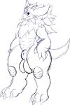  animal_genitalia anthro balls besuru dragon fur furred_dragon genitals hi_res male sheath solo thick_thighs unknown_artist 