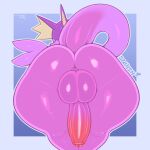  2022 anthro anthrofied artist_name backsack balls bent_over big_balls big_butt big_penis blue_background blue_border border butt digital_media_(artwork) eeveelution erection foreskin frill_(anatomy) frumples generation_1_pokemon genitals glistening glistening_body head_crest head_frill humanoid_genitalia humanoid_penis male nintendo nude outline partially_retracted_foreskin penis pokemon pokemon_(species) pokemorph presenting presenting_balls presenting_hindquarters presenting_penis purple_body raised_tail rear_view shiny_pokemon simple_background solo sound_effects squish standing thick_thighs vaporeon video_games wide_hips 