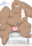  2022 anthro belly ben_(zenless_zone_zero) big_belly brown_body bulge clothing god_wanko hi_res humanoid_hands kemono male mammal mihoyo moobs navel overweight overweight_male scar sitting solo towel towel_around_neck underwear ursid zenless_zone_zero 