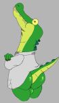  alligator alligatorid anthro backsack balls bottomless butt clothed clothing coat crocodilian d0ncassidy digital_media_(artwork) genitals hi_res lab_coat male max_(oddballs) oddballs reptile scalie simple_background solo topwear 