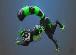  2022 5_fingers 5_toes anthro black_body black_fur digital_media_(artwork) feet fingers fur green_body green_fur koul male mammal procyonid raccoon solo toes white_body white_fur 