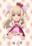  1girl chibi crown hair_ornament long_hair looking_at_viewer mini_crown natori_sana open_mouth oumi_neneha rabbit_hair_ornament red_eyes sana_channel solo two_side_up virtual_youtuber 