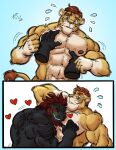  &lt;3 2022 abs anthro anthro_on_anthro beard biceps big_muscles big_pecs bodily_fluids comic dinosaur duo eyebrows eyewear facial_hair felid flustered fur glasses hair hand_on_chest hand_on_pecs hi_res kensuke kensukethecat lion lucky_skebe male male/male mammal meme multiple_scenes muscular muscular_anthro muscular_male navel nipples nude pantherine pec_grab pec_grasp pecs reptile scales scalie signature simple_background smile standing sweat sweatdrop tagg theropod tuft tyrannosaurid tyrannosaurus tyrannosaurus_rex whiskers 