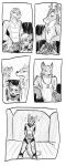  2016 accessory anthro ball_gag biped canid cervid cobalt_(tatsuchan18) cock_ring collar comic fur gag genitals group hair hi_res jewelry male mammal penis penis_accessory penis_jewelry sketch standing tatsuchan18 