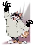 2022 4_fingers akita anthro barefoot black_nose brown_body brown_fur canid canine canis clothed clothing disney domestic_dog dr._akita ducktales ducktales_(2017) eeyorbstudios eyewear fangs feet fingers full-length_portrait fur glasses gloves grey_hair hair handwear hi_res male mammal multicolored_body multicolored_fur open_mouth portrait simple_background solo spitz standing two_tone_body two_tone_fur white_body white_fur 