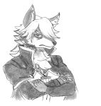  absurd_res anthro canid canine canis cape chest_tuft clothing covered_eyes crossed_arms dark_lips efradraws fur gloves graphite_(artwork) handwear hi_res konosuba:_god&#039;s_blessing_on_this_wonderful_world! male male/male mammal multicolored_body multicolored_fur pencil_(artwork) simple_background sketch solo squall_(konosuba_fantastic_days) traditional_media_(artwork) tuft two_tone_body two_tone_fur white_background wolf 