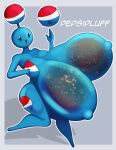  5_fingers anthro beverage big_breasts blue_body blue_skin breasts doodlewill elemental_creature english_text featureless_feet female fingers flora_fauna generation_2_pokemon hi_res huge_breasts hyper hyper_breasts jumpluff meme muscular_thighs nintendo noseless pepsi plant pokemon pokemon_(species) simple_eyes simple_face soda solo text thick_thighs video_games 