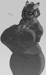  alternate_version_at_source anthro anthrofied big_breasts blush bottomwear breasts cleavage clothed clothing curvy_figure denim denim_clothing eeveelution ellipsis english_text female fingers generation_2_pokemon grey_background greyscale hair hand_on_breast hi_res huge_breasts jeans looking_down monochrome nintendo nipple_outline pants pokemon pokemon_(species) pokemorph portrait shirt simple_background sirevisconde slightly_chubby solo standing t-shirt text thick_thighs three-quarter_portrait topwear umbreon video_games voluptuous wide_hips 