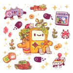  adventure_time animate_object big_eyes bmo bug buttons cartridge coffered_ceiling coin controller crystal ellie_(twitter) flower ghost golden_sword grass ladybug mushroom on_grass rainbow remote_control smile star_(symbol) sword weapon 