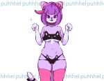  2d animated anthro clothed clothing collar dancing domestic_cat felid feline felis female legwear lingerie looking_at_viewer low_res mammal masyunya_(vkontakte) puhhhel sad_cat_dance solo stockings vkontakte 