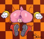  absurd_res amy_rose anthro anus big_butt boots butt clothing eulipotyphlan female footwear genitals gloves handwear hedgehog hi_res mammal nude pattern_background pussy rear_view sega seikatsueclipse simple_background solo sonic_the_hedgehog_(series) through_wall 