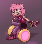  2021 amy_rose anthro clothed clothing digital_media_(artwork) eulipotyphlan female footwear fully_clothed hair hammer hedgehog mammal open_mouth open_smile pink_hair sega shoes simple_background smile solo sonic_the_hedgehog_(series) theblueberrycarrots tools 